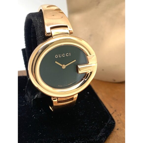 Gucci Women's Watch YA134509 Guccissima Swiss Quartz Rose Gold Black Dial 36mm - Picture 13 of 14